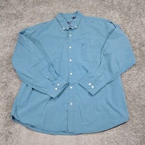 IZOD Premium Essentials Mens XL Blue Long Sleeve Button Down Cotton Shirt